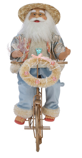 Thumbnail 2: Magical Season 19 in Coastal Christmas Santa on Bike w/ Wreath & Tree Decor 