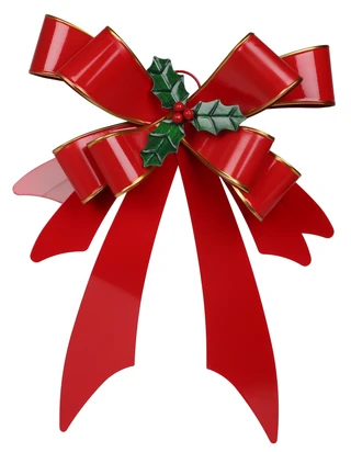 Thumbnail 1: Magical Season 19 in Metal Christmas Bow with Holly Wall/Door Decor 