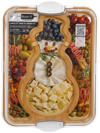 Thumbnail 1: Farberware 11x14 Bamboo Snowman Serveware Board w/ Lid  