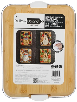 Thumbnail 2: Farberware 11x14 Bamboo Snowman Serveware Board w/ Lid  