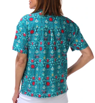Thumbnail 3: REEL LEGENDS Women's Button Down Christmas Trellis Outdoor Top 