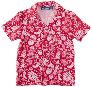 Thumbnail 2: REEL LEGENDS Little Boys Short Sleeve Coastal Christmas Button Up Shirt 