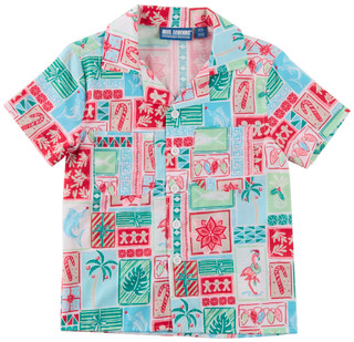 Thumbnail 1: REEL LEGENDS Big Boys Short Sleeve Button Up Christmas Stamp Woven Shirt 