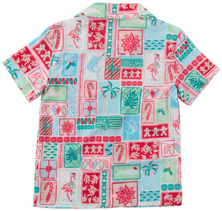 Thumbnail 3: REEL LEGENDS Big Boys Short Sleeve Button Up Christmas Stamp Woven Shirt 