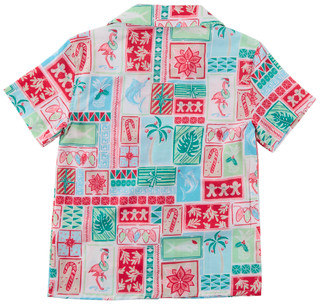 Thumbnail 4: REEL LEGENDS Big Boys Short Sleeve Button Up Christmas Stamp Woven Shirt 