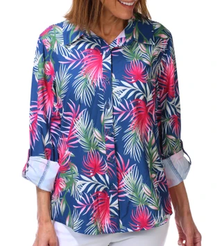 Thumbnail 1: REEL LEGENDS Women's Long Sleeve Button Up Lido Key Performance Top 