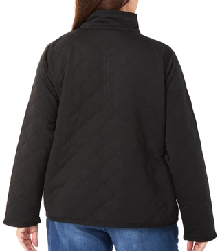 Thumbnail 2: Onque Casual Women's Plus Long Sleeve Big Diamond Quilted Zip Up Jacket 
