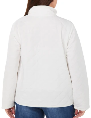 Thumbnail 2: Onque Casual Women's Plus Long Sleeve Big Diamond Quilted Zip Up Jacket 