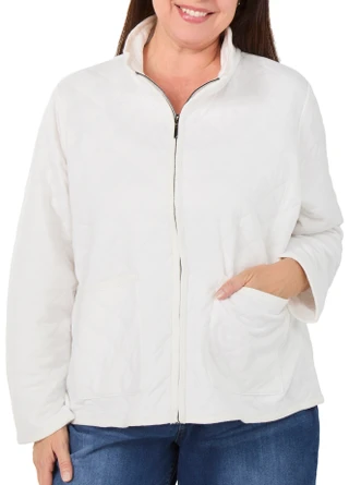 Thumbnail 1: Onque Casual Women's Plus Long Sleeve Big Diamond Quilted Zip Up Jacket 