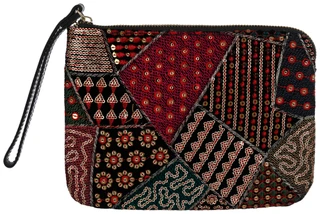 Thumbnail 1: PATRICIA NASH DESIGNS Embroidered Patchwork Wristlet with Sequin Accent 