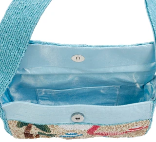 Thumbnail 2: SOL AND MER Beaded Flamingo Beach Scene Shoulder Bag 
