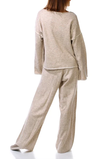 Thumbnail 2: Vince Camuto 2 Pc Women's Long Sleeve Sweater Pant Set w/ Contrast Piping 