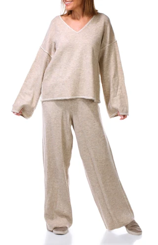 Thumbnail 1: Vince Camuto 2 Pc Women's Long Sleeve Sweater Pant Set w/ Contrast Piping 