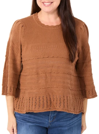 Thumbnail 1: Democracy Women's Plus 3/4 Sleeve Ribbed Sweater 