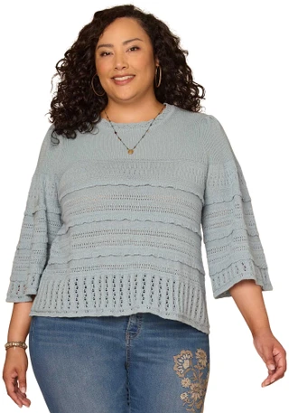 Thumbnail 1: Democracy Plus 3Q Sleeve Ribbed Sweater 