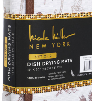 Thumbnail 2: Nicole Miller 2 Pk Christmas Print Dish Drying Mat  