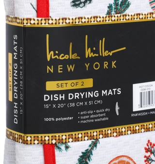 Thumbnail 2: Nicole Miller 2 Pk Hot Cocoa Print Dish Drying Mats  
