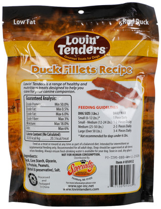 Thumbnail 2: LOVIN TENDERS 7 Oz Duck Fillet Gourmet Dog Treats 