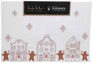 Thumbnail 1: Nicole Miller 6 Pk Gingerbread House Christmas Placemats  