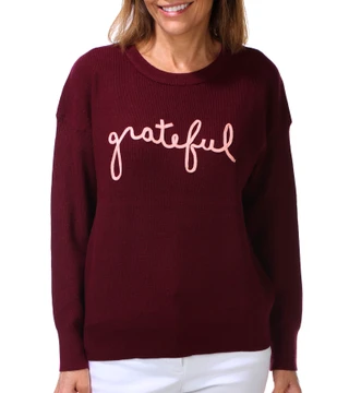 Thumbnail 1: Rio & Ryan  Women's Long Sleeve Grateful Seasonal Sweater  