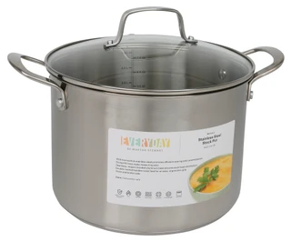 Thumbnail 1: MARTHA STEWART EVERYDAY 8 Qt Stainless Steel Induction Base Stock Pot w/ Lid  
