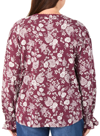 Thumbnail 2: Lands End Women's Plus Long Sleeve Modal Ruffle Pintuck Top  