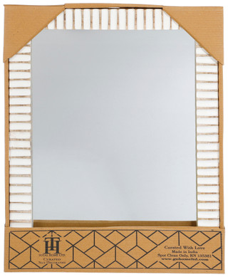 Thumbnail 1: GO HOME 18x14 Carved Wood Mirror Wall Decor 