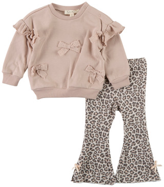 Thumbnail 1: Jessica Simpson 2 Pc Girls Long Sleeve Sweater and Cheetah Print Pants Set  