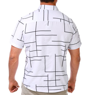 Thumbnail 2: Ike Behar Men's Short Sleeve Textured Windowpane Button Up Shirt 