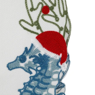 Thumbnail 2: Nicole Miller 14x70 Seahorse Santa Hat Decorative Table Runner 