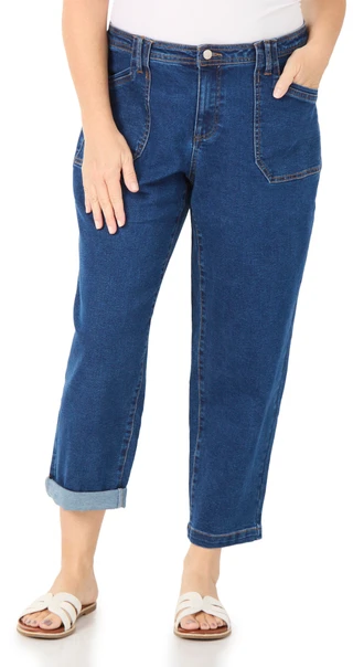 Thumbnail 1: Coral Bay Women's Plus Medium Wash Rolled Cuff Denim Jeans  