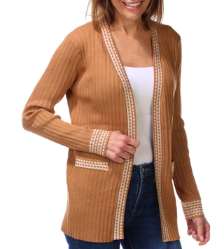 Thumbnail 1: RIO & RIAN Women's Long Sleeve Open Front Ribbed Cardigan 