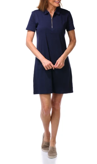 Thumbnail 1: Nautica Women's Short Sleeve Zip Polo Dress  