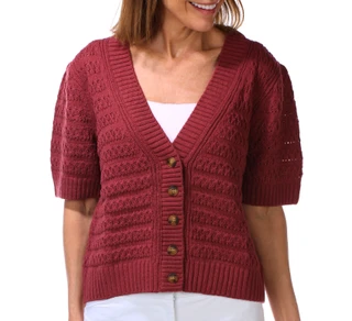 Thumbnail 1: Supplies by Union Bay Women's Short Sleeve Evalyn Drop Needle Knit Cardigan  