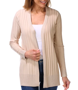 Thumbnail 1: RIO & RIAN Women's Long Sleeve Open Front Ribbed Cardigan 