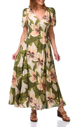 Thumbnail 1: TAYLOR Women's Short Sleeve Tropical Print Maxi Dress  