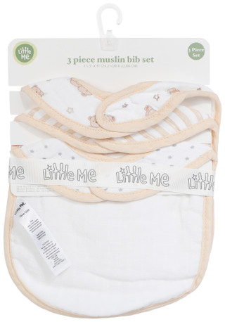 Thumbnail 2: Little Me Baby 3 Pc Bear Muslin Bib Set 