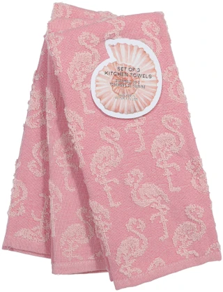 Thumbnail 1: Home Essentials 3 Pk Pink Flamingo Kitchen Towels 