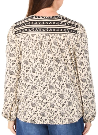 Thumbnail 2: BOBEAU Women's Long Sleeve Print Top 