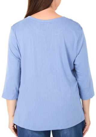 Thumbnail 2: Lands End Women's Plus 3/4 Sleeve Crochet Trim Top 