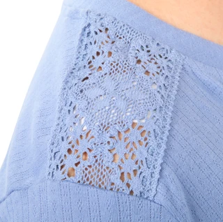 Thumbnail 3: Lands End Women's Plus 3/4 Sleeve Crochet Trim Top 