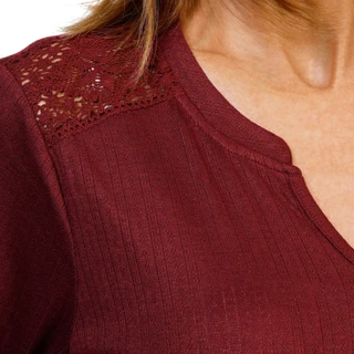 Thumbnail 2: Lands End Women's 3/4 Sleeve Crochet Trim Top 