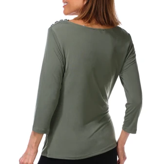Thumbnail 2: Tahari Women's 3/4 Sleeve Cowl Neck Stud Top 
