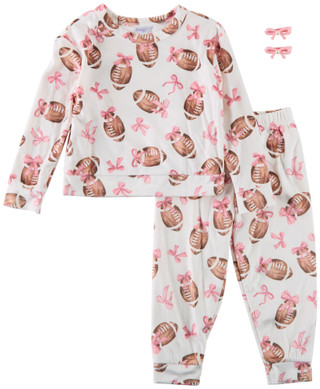 Thumbnail 1: B TWEEN Toddler Girls 2 Pc Football & Bows Pajama Pants Set 