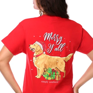 Thumbnail 3: SIMPLY SOUTHERN Junior's Short Sleeve Christmas Doggie Graphic Tee 