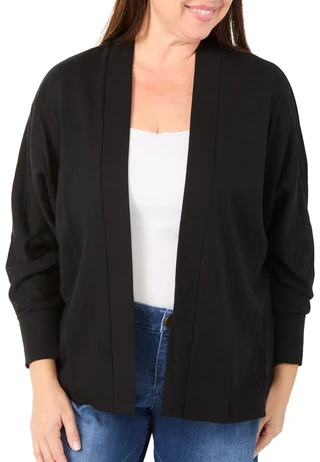 Thumbnail 1: BOBEAU Women's Plus Long Sleeve Ribbed Cardigan  