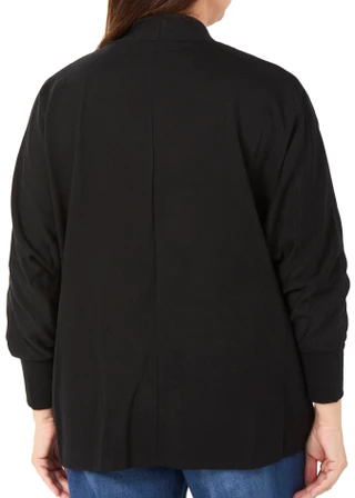 Thumbnail 2: BOBEAU Women's Plus Long Sleeve Ribbed Cardigan  