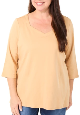 Thumbnail 1: Coral Bay Women's Plus 3/4 Sleeve V-Neck Top 