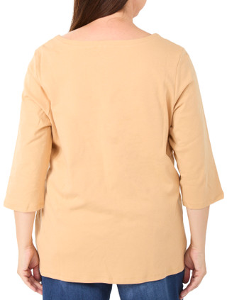 Thumbnail 2: Coral Bay Women's Plus 3/4 Sleeve V-Neck Top 