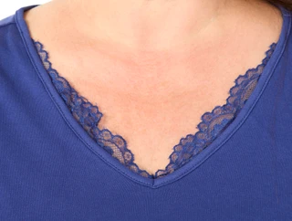 Thumbnail 3: Coral Bay Women's Plus 3/4 Sleeve Lace Trim V-Neck Top 